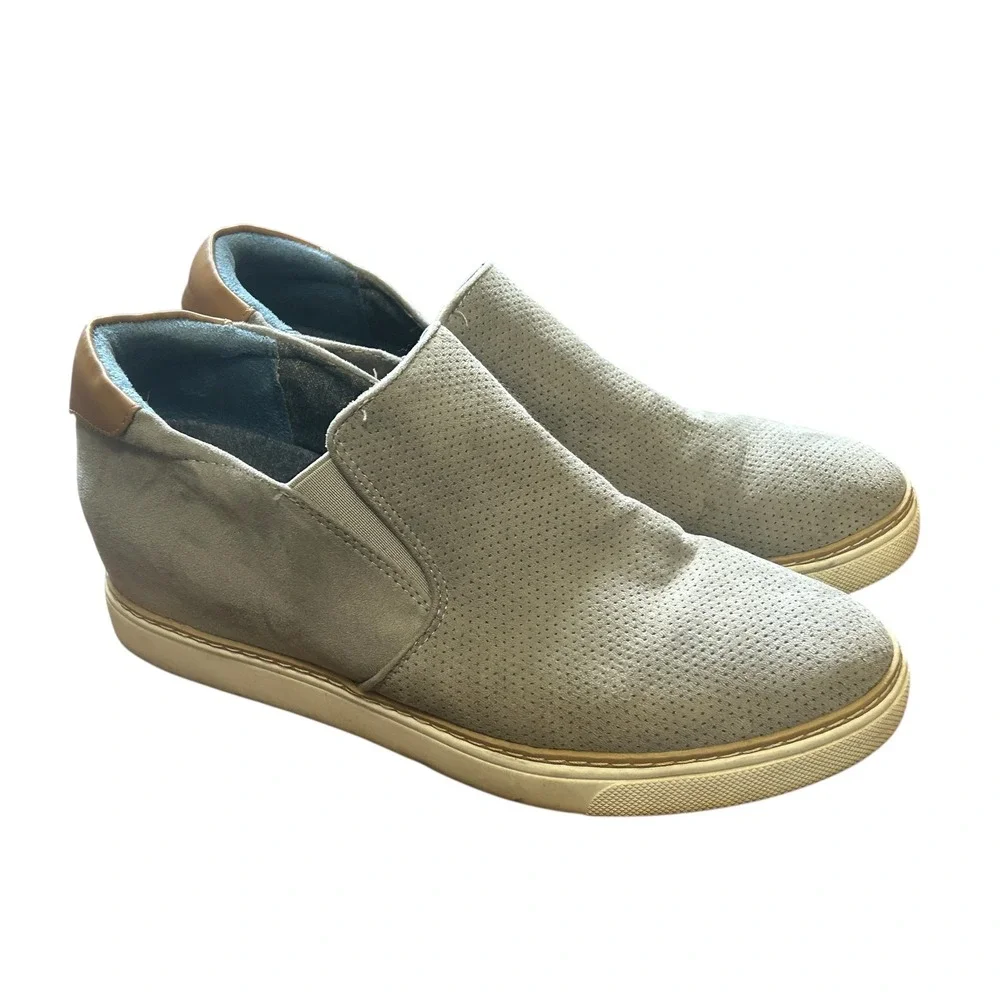 Dr‎ Scholls Womens Slip On Wedge Sneakers Perforated Gray Casual Shoes